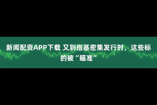 新闻配资APP下载 又到指基密集发行时，这些标的被“瞄准”