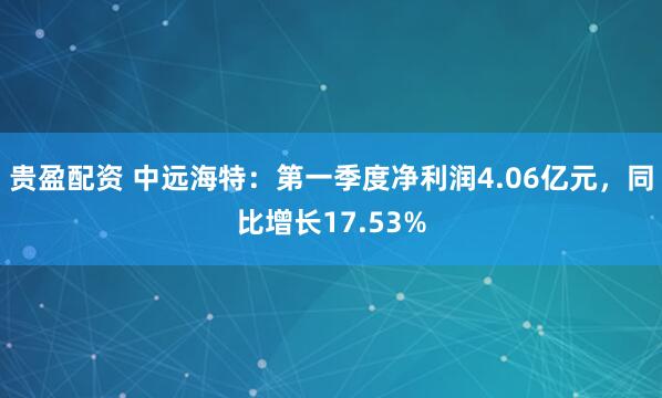 贵盈配资 中远海特：第一季度净利润4.06亿元，同比增长17.53%